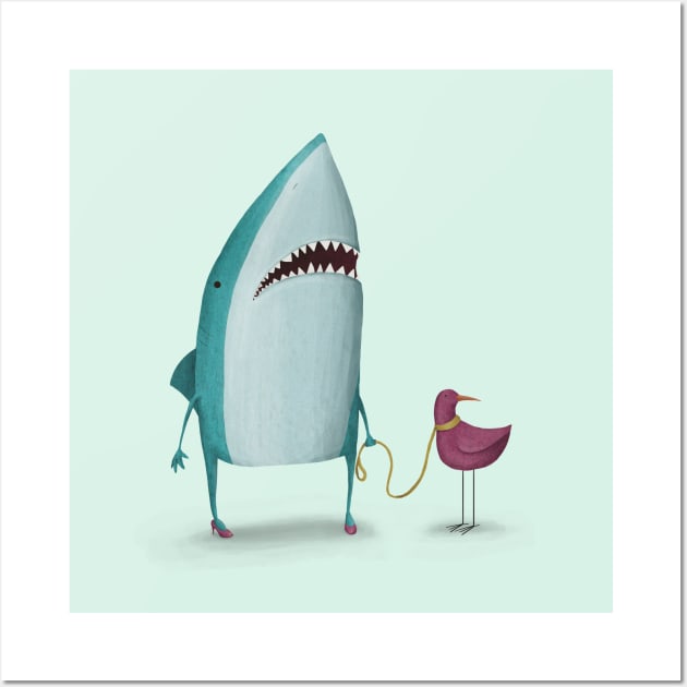 Shark and friend Wall Art by agrapedesign